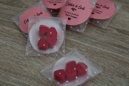 Lot 4 fondants parfumés en forme de cœur